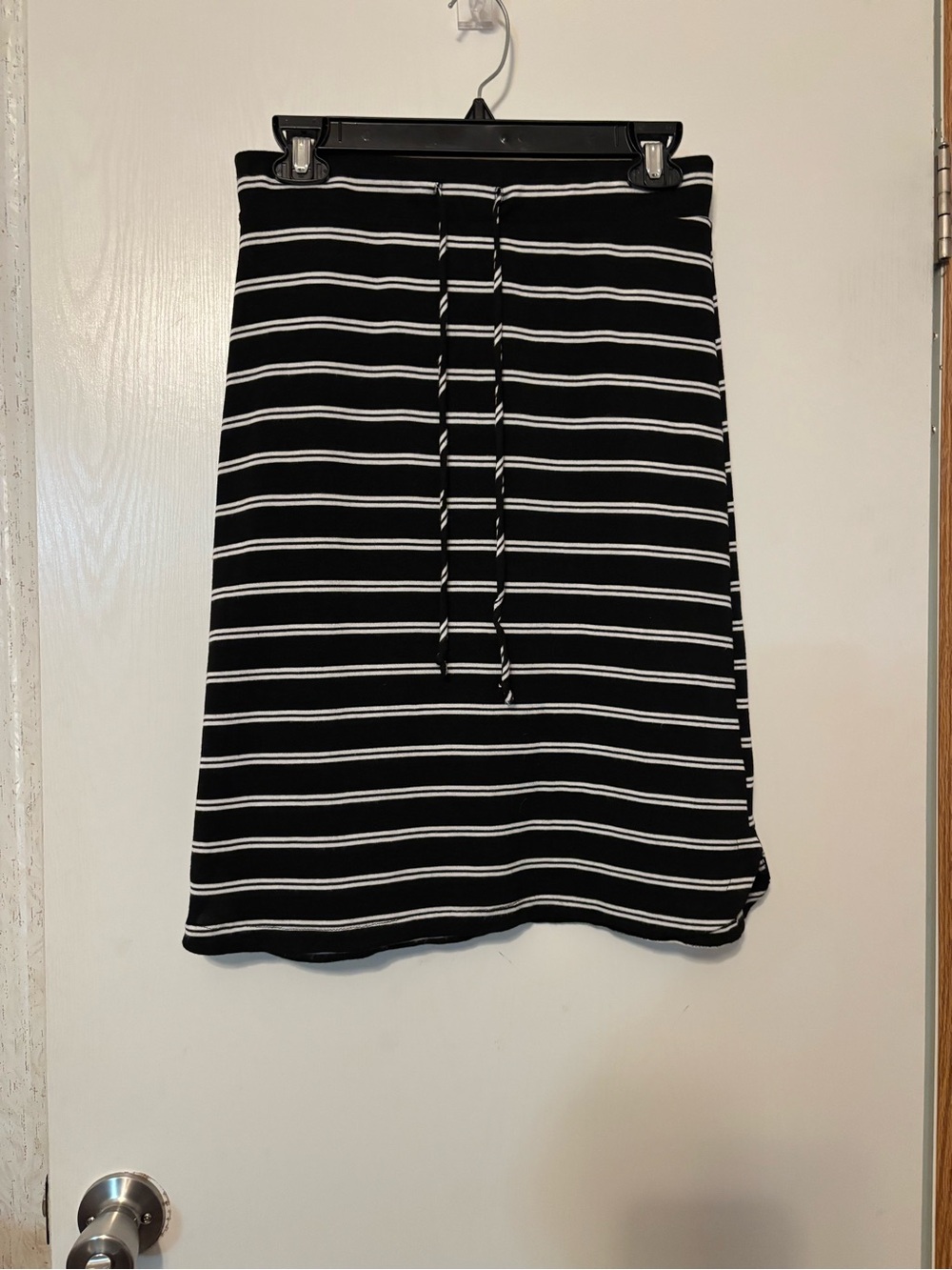 Ovi Black & White Striped Pencil Skirt with Drawstring